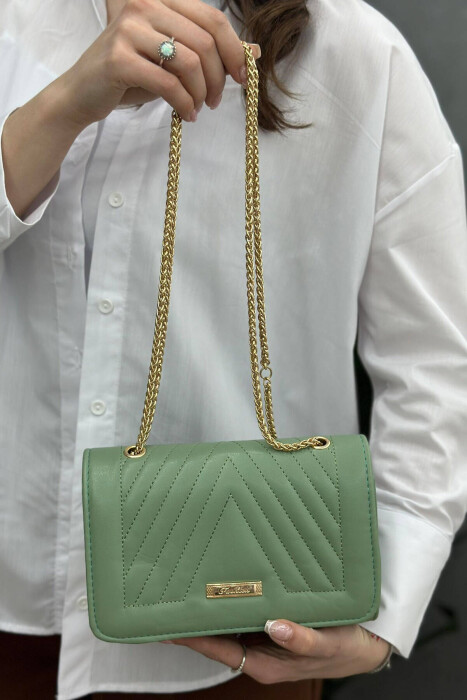 ONE COLOR ZIPPER WOMAN BAG MINT/MENTE 