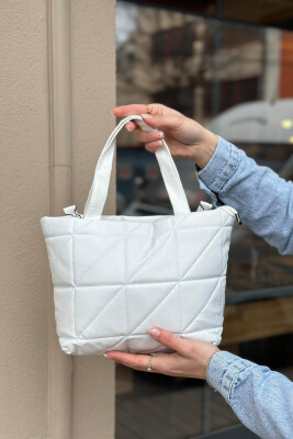 ONE COLOR ZIPPER WOMAN BAG WHITE-E BARDHE 