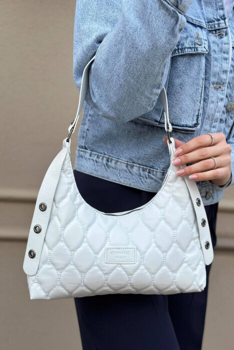 ONE COLOR ZIPPER WOMAN BAG WHITE-E BARDHE 