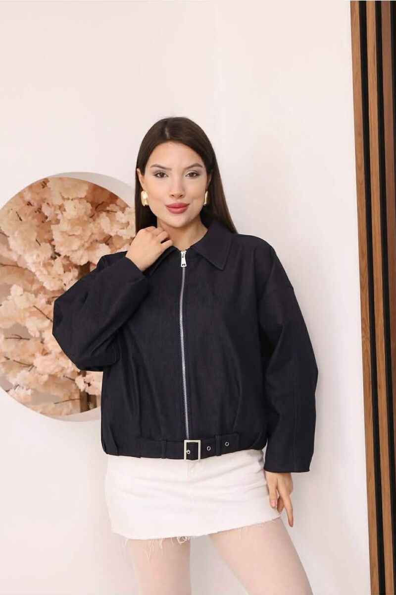 ONE COLOR ZIPPER WOMAN JACKET BLACK/ E ZEZE - 1