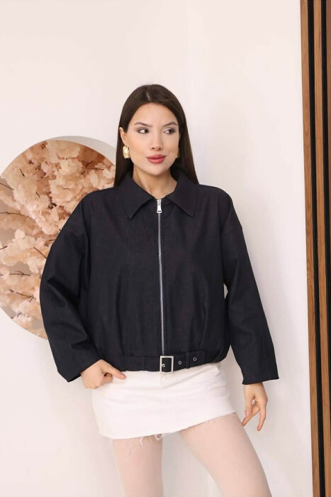 ONE COLOR ZIPPER WOMAN JACKET BLACK/ E ZEZE - 2