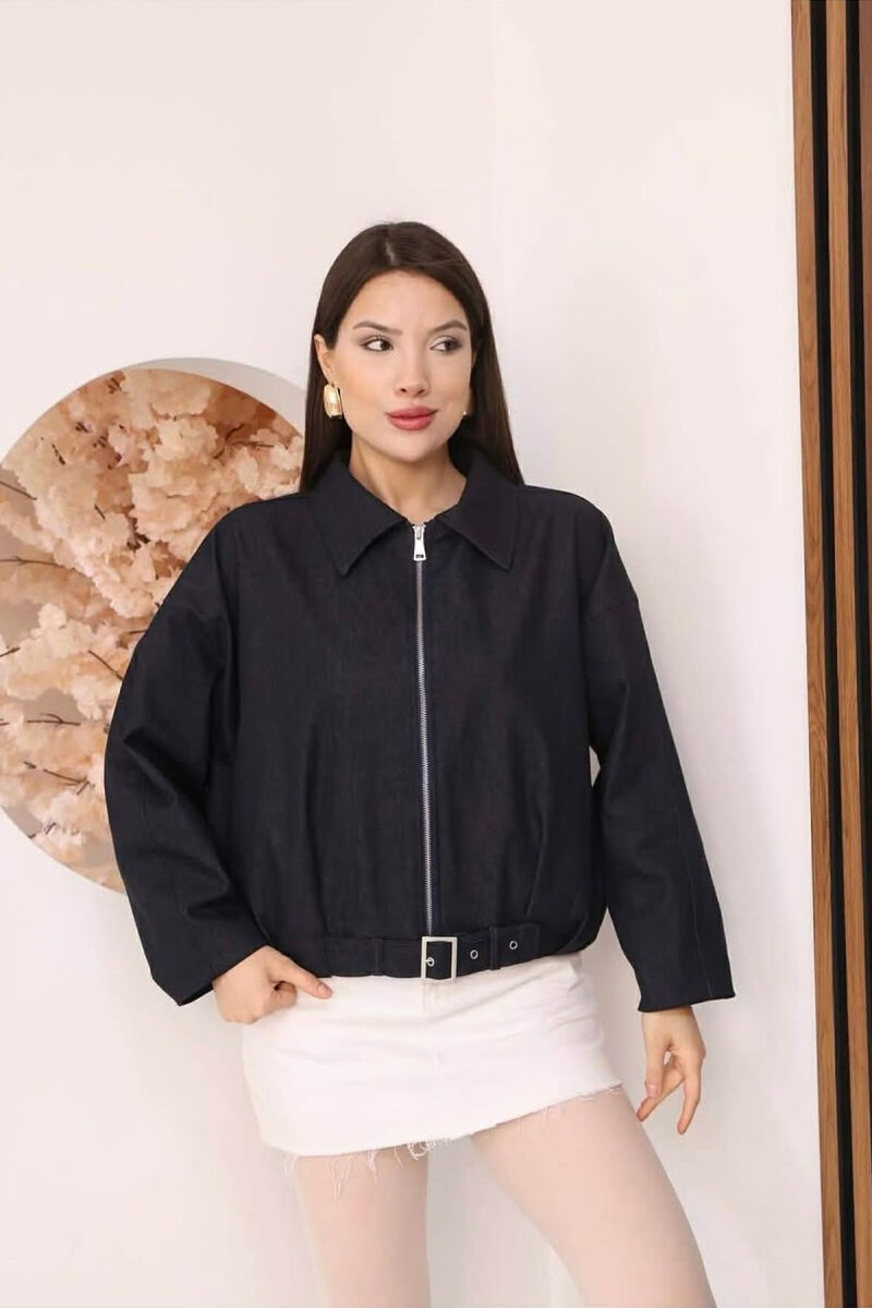 ONE COLOR ZIPPER WOMAN JACKET BLACK/ E ZEZE - 2