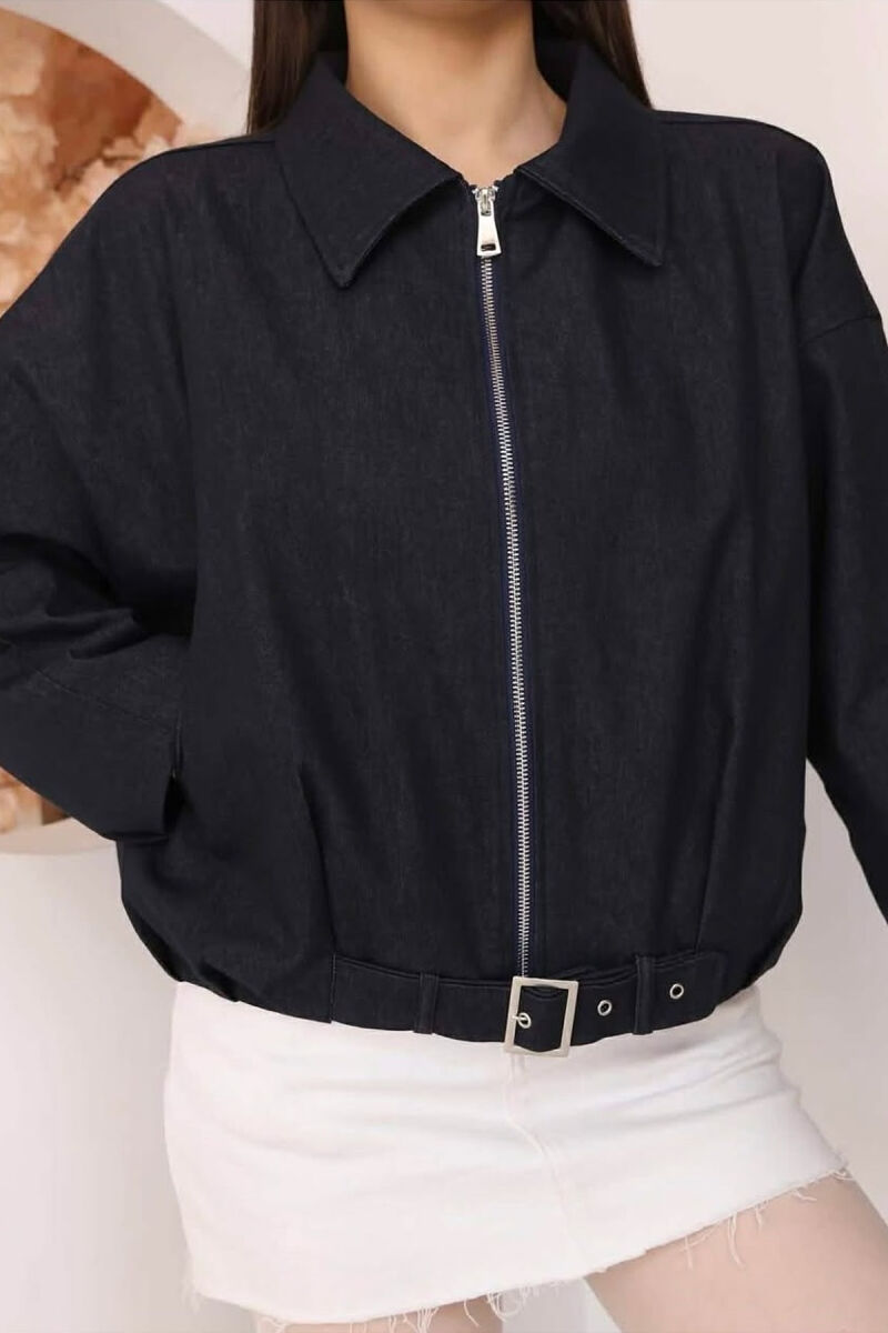 ONE COLOR ZIPPER WOMAN JACKET BLACK/ E ZEZE - 3