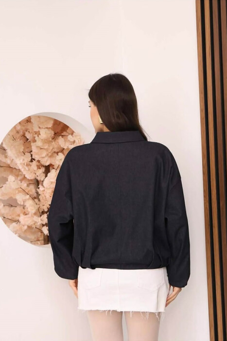 ONE COLOR ZIPPER WOMAN JACKET BLACK/ E ZEZE - 4