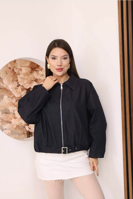 ONE COLOR ZIPPER WOMAN JACKET BLACK/ E ZEZE - KLAUDIO FASHION