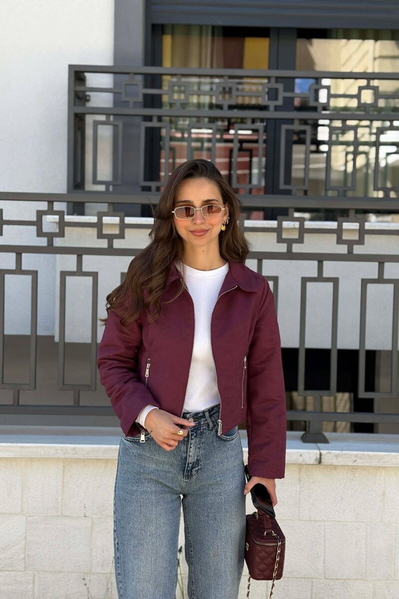 ONE COLOR ZIPPER WOMAN JACKET DARK PURPLE/LEJLA ERRET - 1