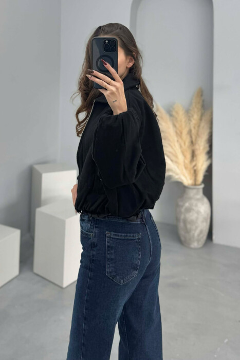 ONE COLOR ZIPPER WOMEN JACKET BLACK/ E ZEZE - 2