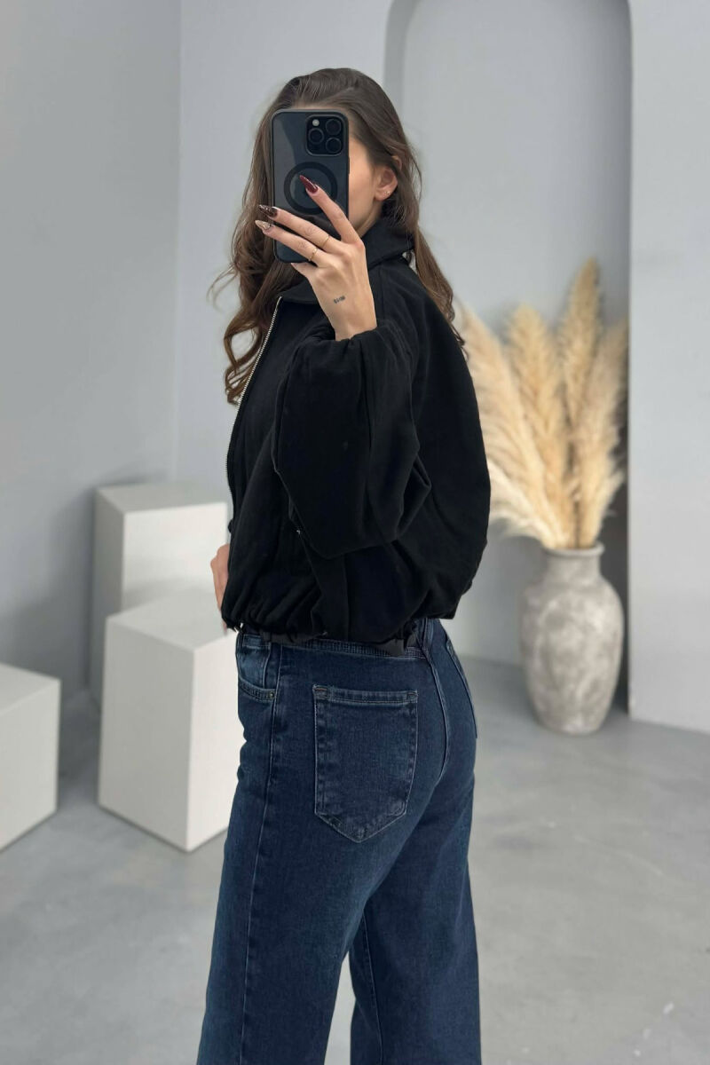 ONE COLOR ZIPPER WOMEN JACKET BLACK/ E ZEZE - 2