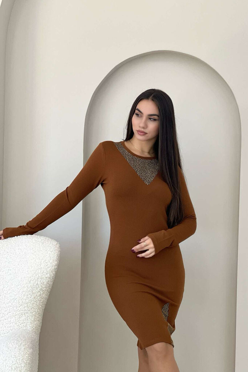 ONE COLORS SIMPLE DRESS BROWN/KAFE - 4