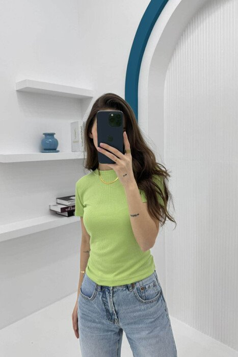 ONE COLOUR SIMPLE WOMAN T-SHIRT LIGHT GREEN/JEZB 