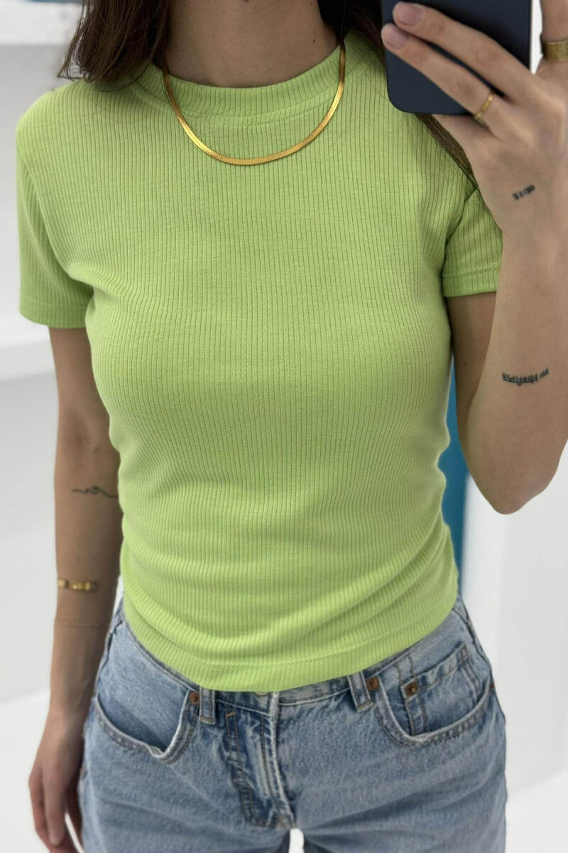 ONE COLOUR SIMPLE WOMAN T-SHIRT LIGHT GREEN/JEZB - 2