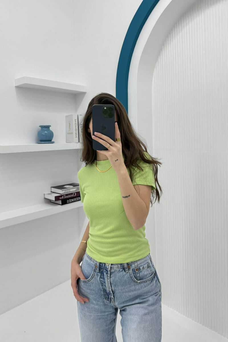 ONE COLOUR SIMPLE WOMAN T-SHIRT LIGHT GREEN/JEZB - 4