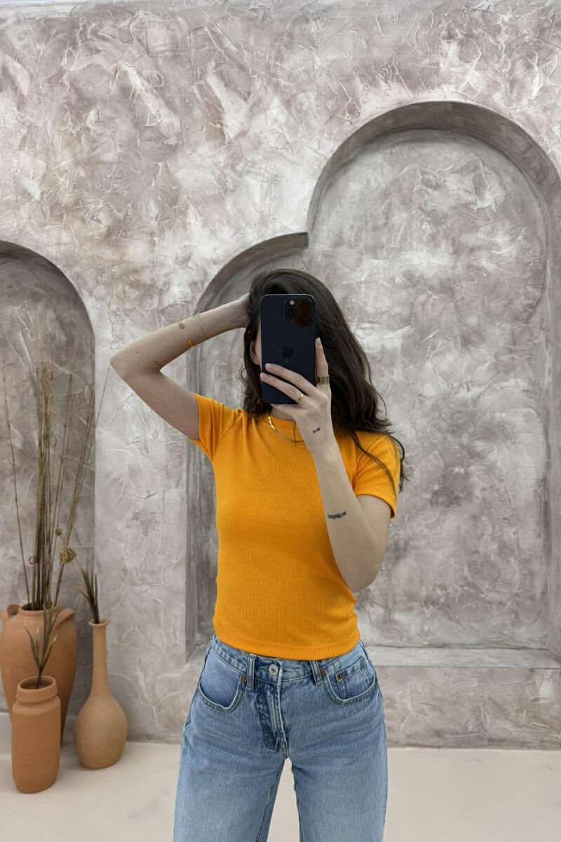 ONE COLOUR SIMPLE WOMAN T-SHIRT ORANGE/PORTOKALLI - 4