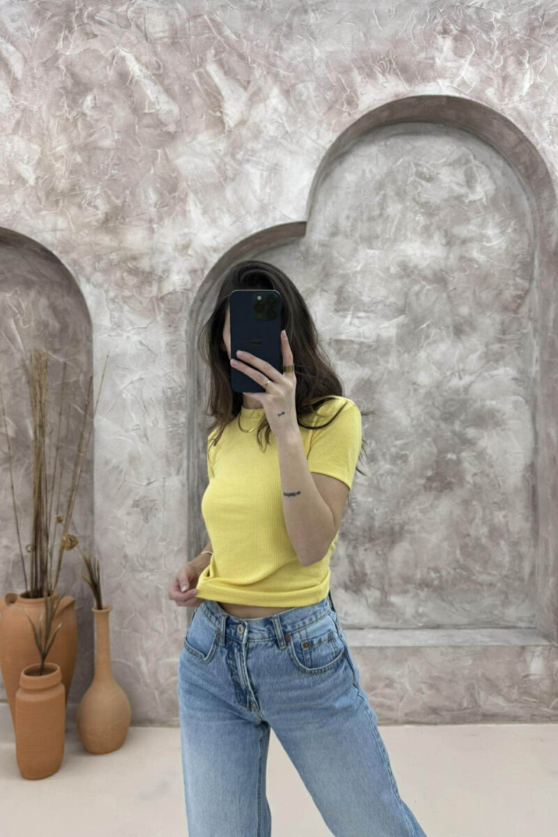 ONE COLOUR SIMPLE WOMAN T-SHIRT YELLOW/E VERDHE - 4