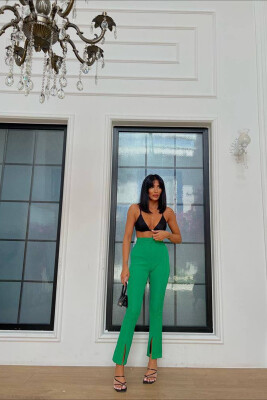 ONE COLOUR WOMAN PANTS GREEN/JESHILE 