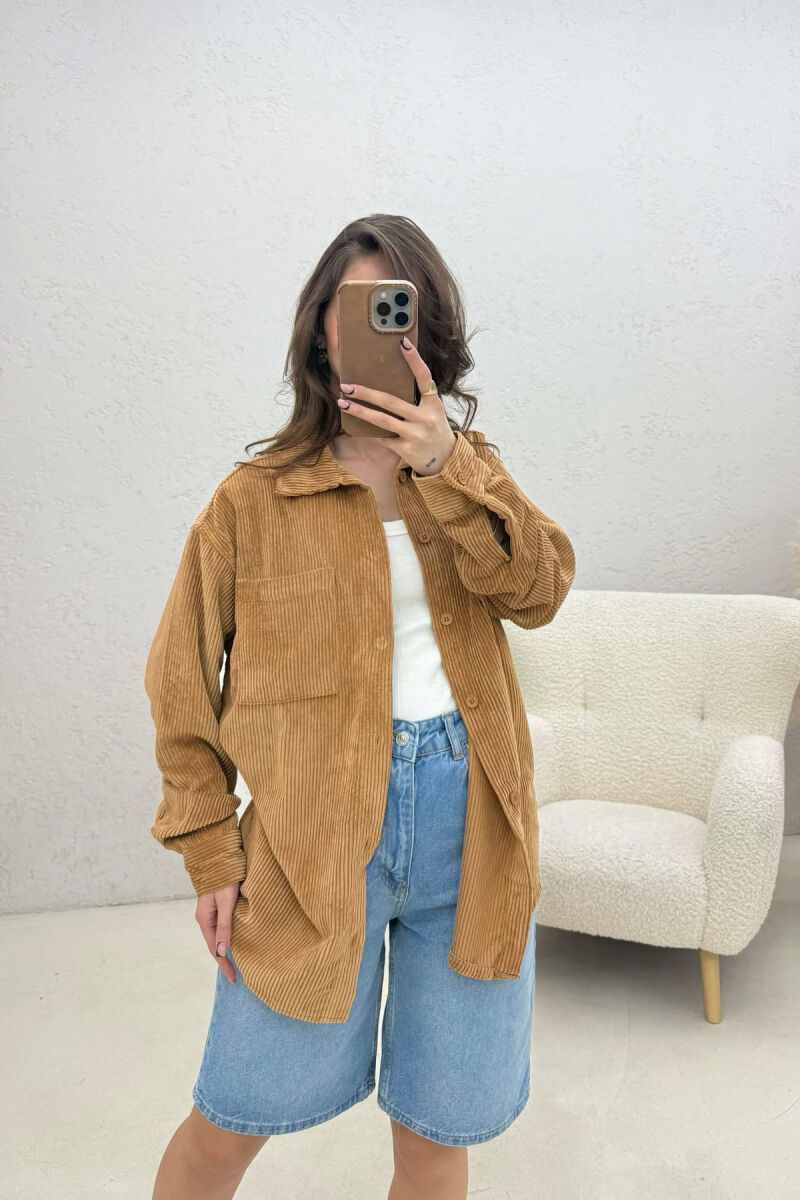 ONE FRONT POCKET WOMAN SHIRT BEIGE/BEZHE - 1