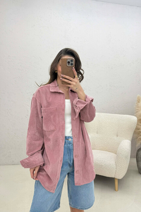 ONE FRONT POCKET WOMAN SHIRT POWDER/PUDER - KLAUDIO FASHION