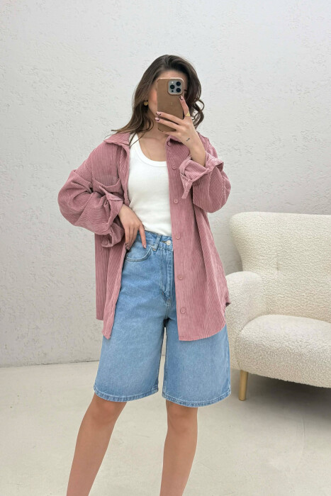 ONE FRONT POCKET WOMAN SHIRT POWDER/PUDER - 2