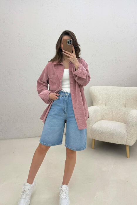ONE FRONT POCKET WOMAN SHIRT POWDER/PUDER - 3