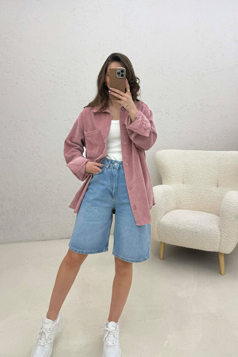 ONE FRONT POCKET WOMAN SHIRT POWDER/PUDER - 3