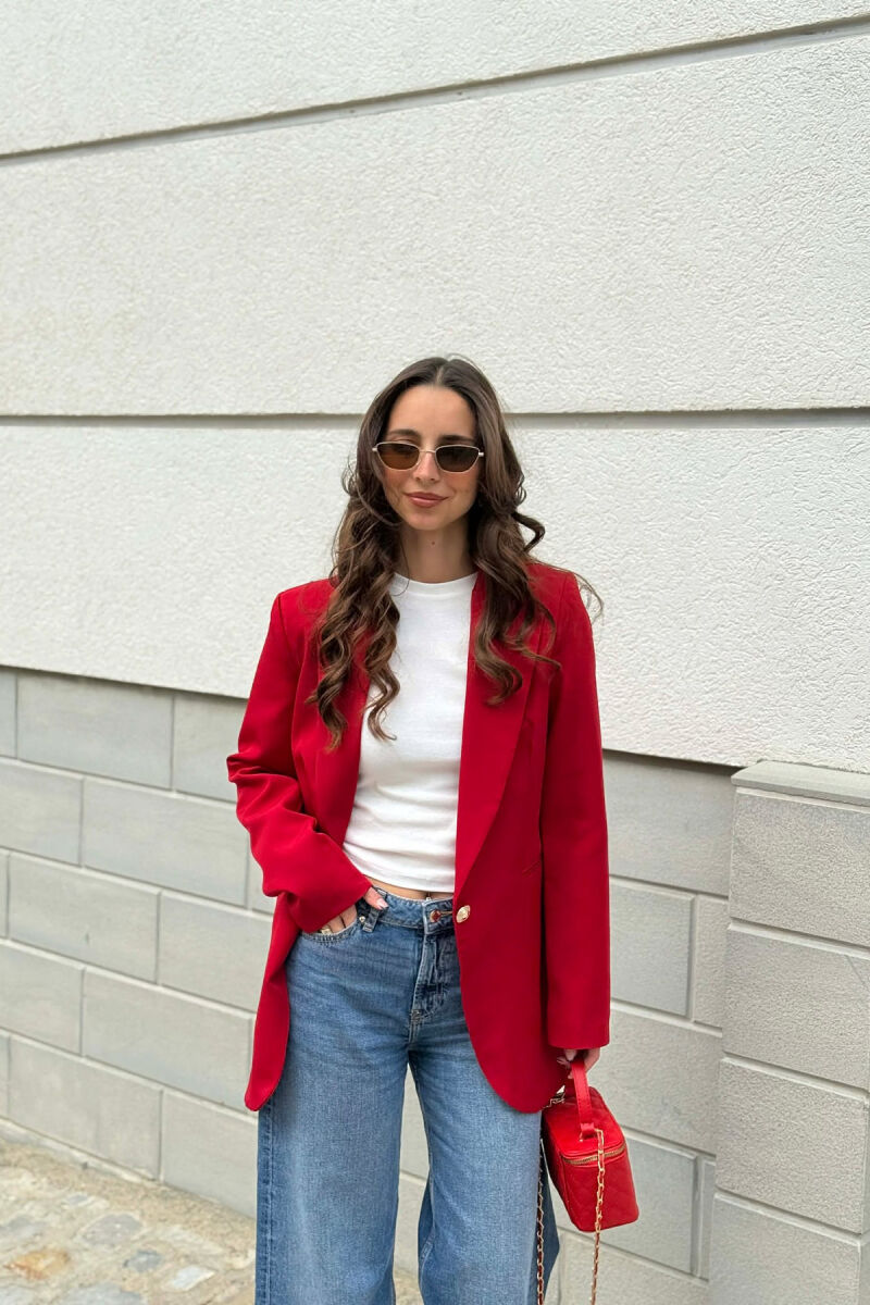ONE GOLD BUTTON CLASSIC WOMAN JACKET BURGUNDY/VISHNJE - 1