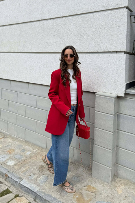 ONE GOLD BUTTON CLASSIC WOMAN JACKET BURGUNDY/VISHNJE - 2