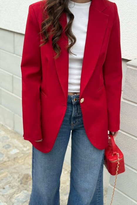 ONE GOLD BUTTON CLASSIC WOMAN JACKET BURGUNDY/VISHNJE - 5
