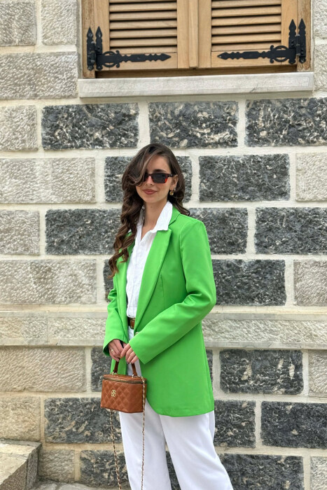 ONE GOLD BUTTON CLASSIC WOMAN JACKET LIGHT GREEN/JEZB - KLAUDIO FASHION