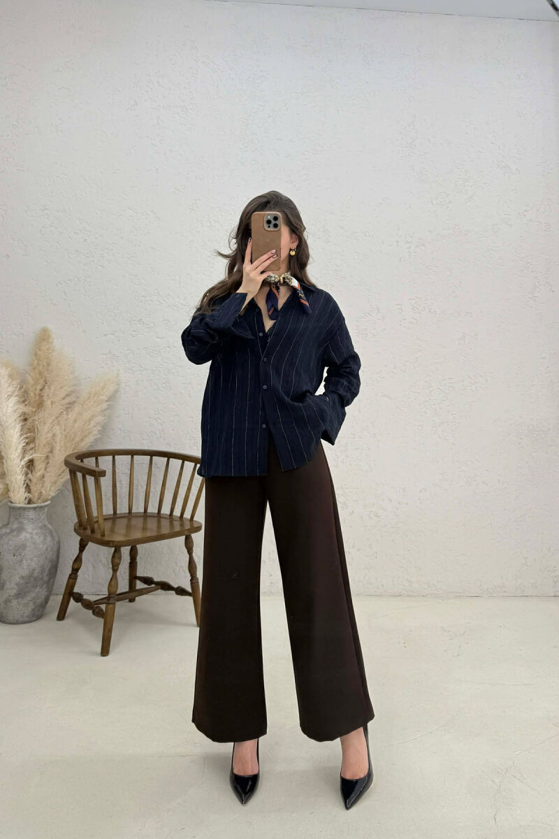 ONE POCKET WOMAN SHIRT DARK BLUE/BEE - 4