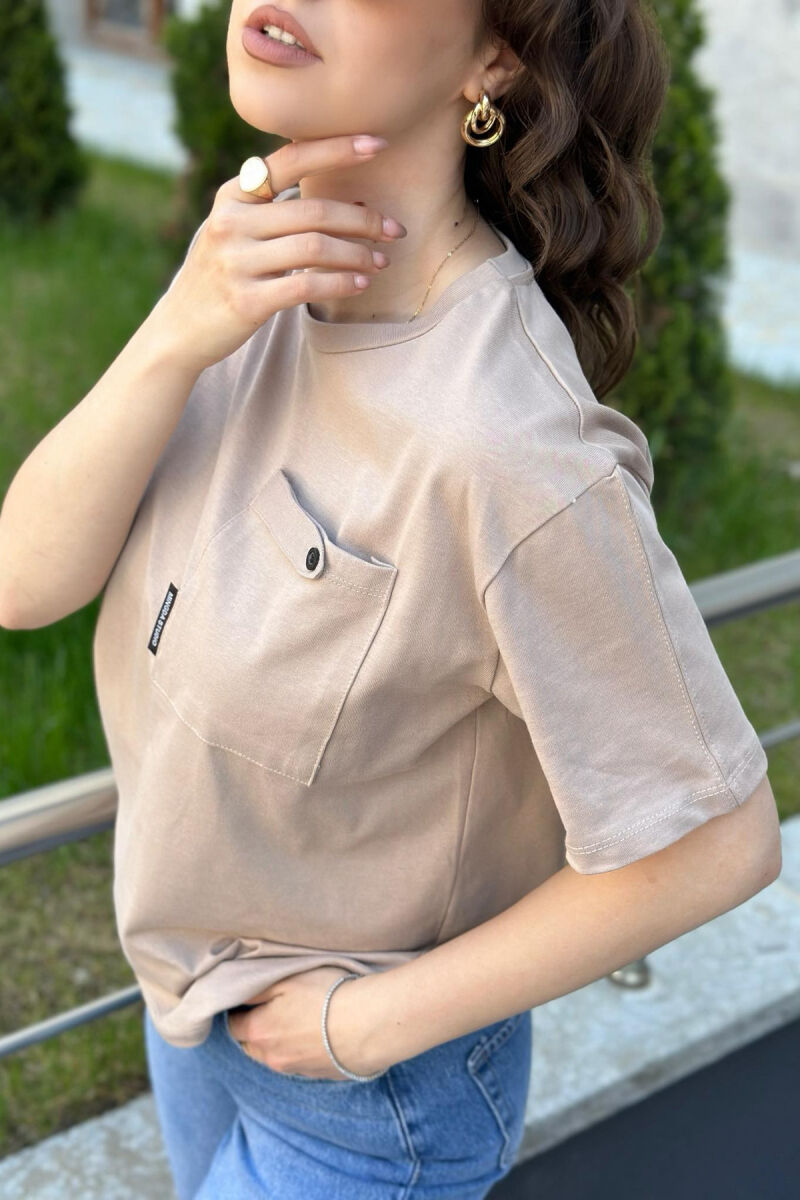 ONE POCKET WOMAN T-SHIRT BEIGE/BEZHE - 3