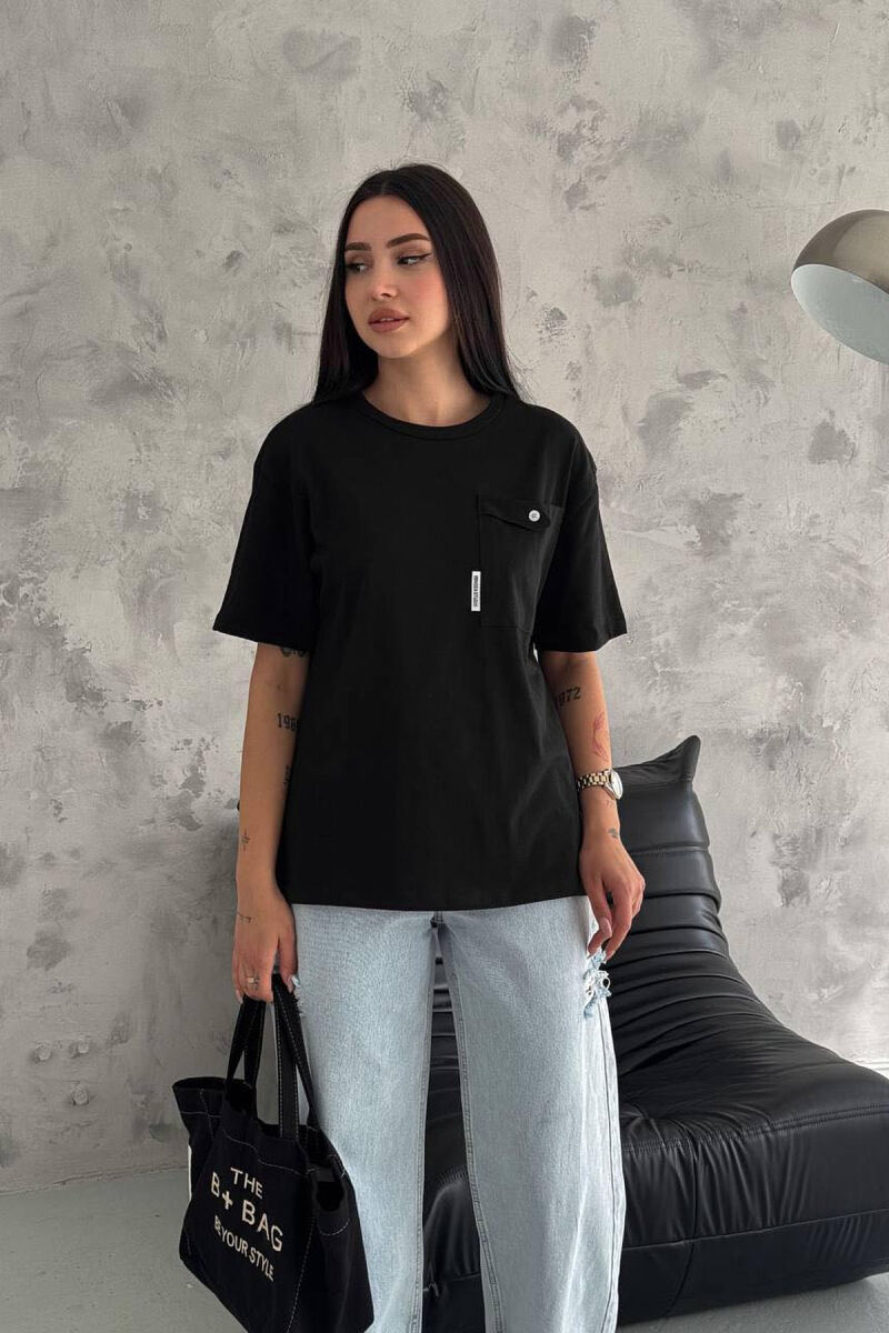 ONE POCKET WOMAN T-SHIRT BLACK/ E ZEZE - 1