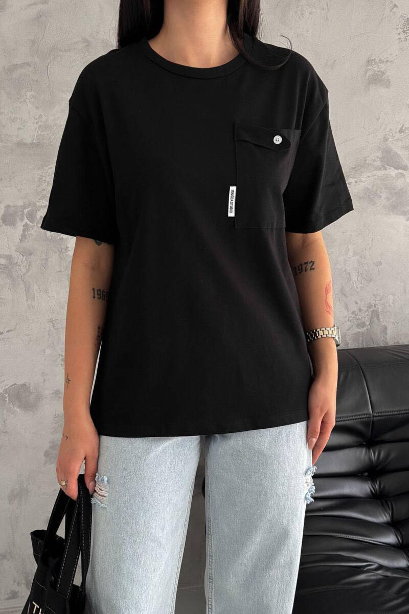 ONE POCKET WOMAN T-SHIRT BLACK/ E ZEZE - 2