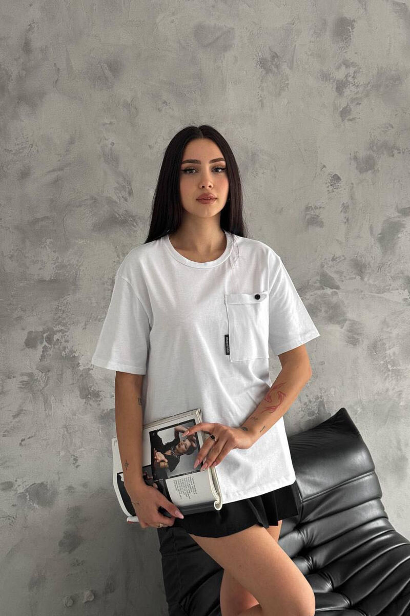 ONE POCKET WOMAN T-SHIRT WHITE-E BARDHE - 2