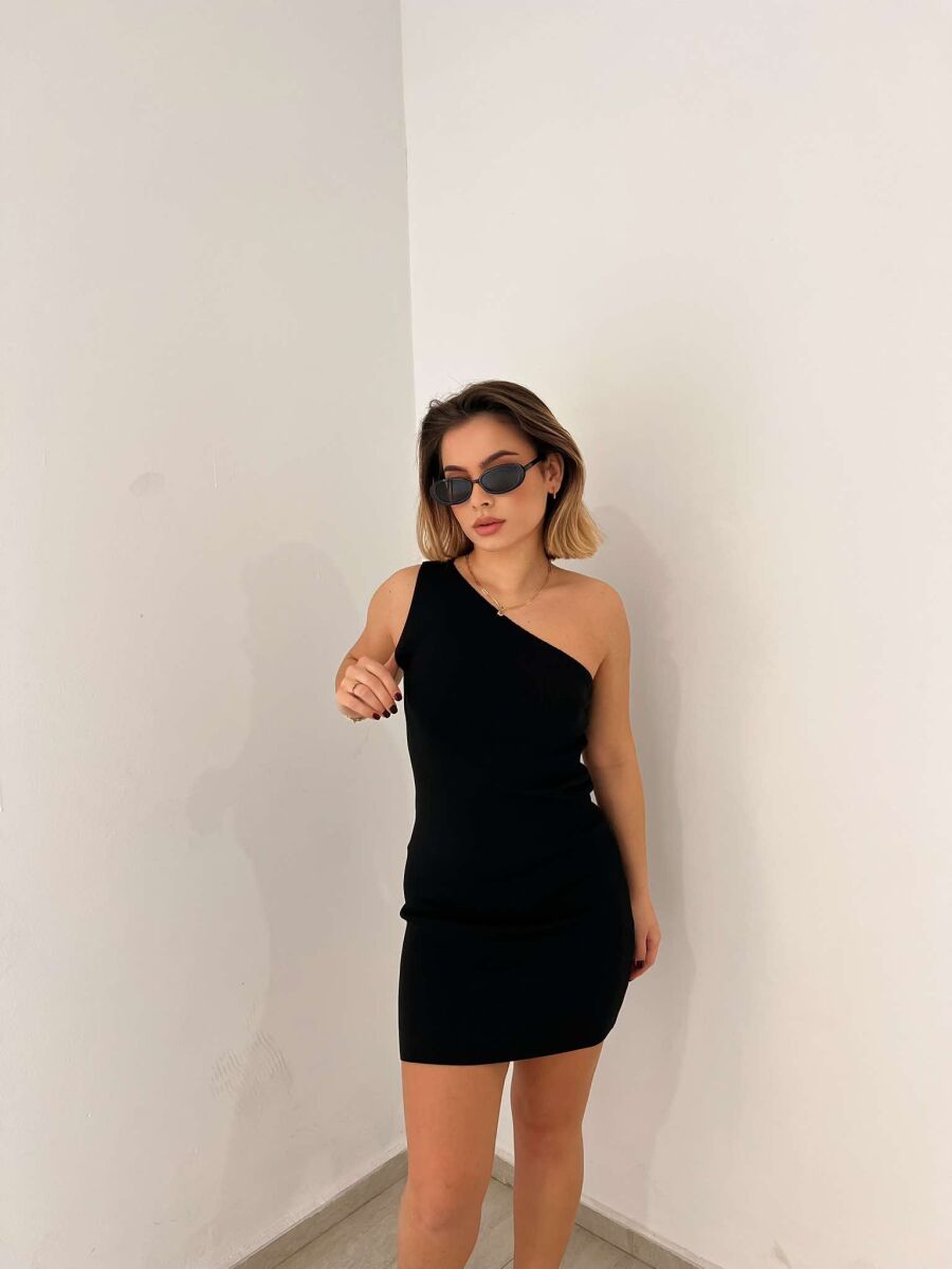 ONE SHOULDER OFF WOMEN DRESS BLACK/ E ZEZE - 1