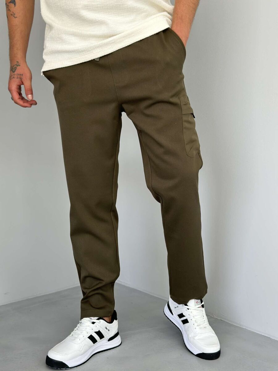 ONE SIDE POCKET ELASTIC WAIST MEN PANTS GREEN/JESHILE - 2