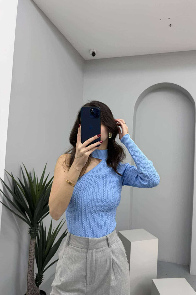 ONE SLEEVE SIMPLE WOMEN SWEATER LIGHTBLUE/BZ - 5