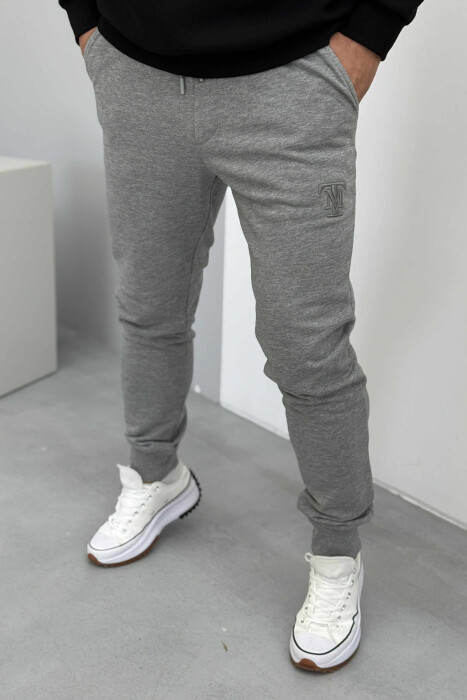 ONE COLOR SIMPLE LOGO MEN JOGGERS GREY/GRI - 4