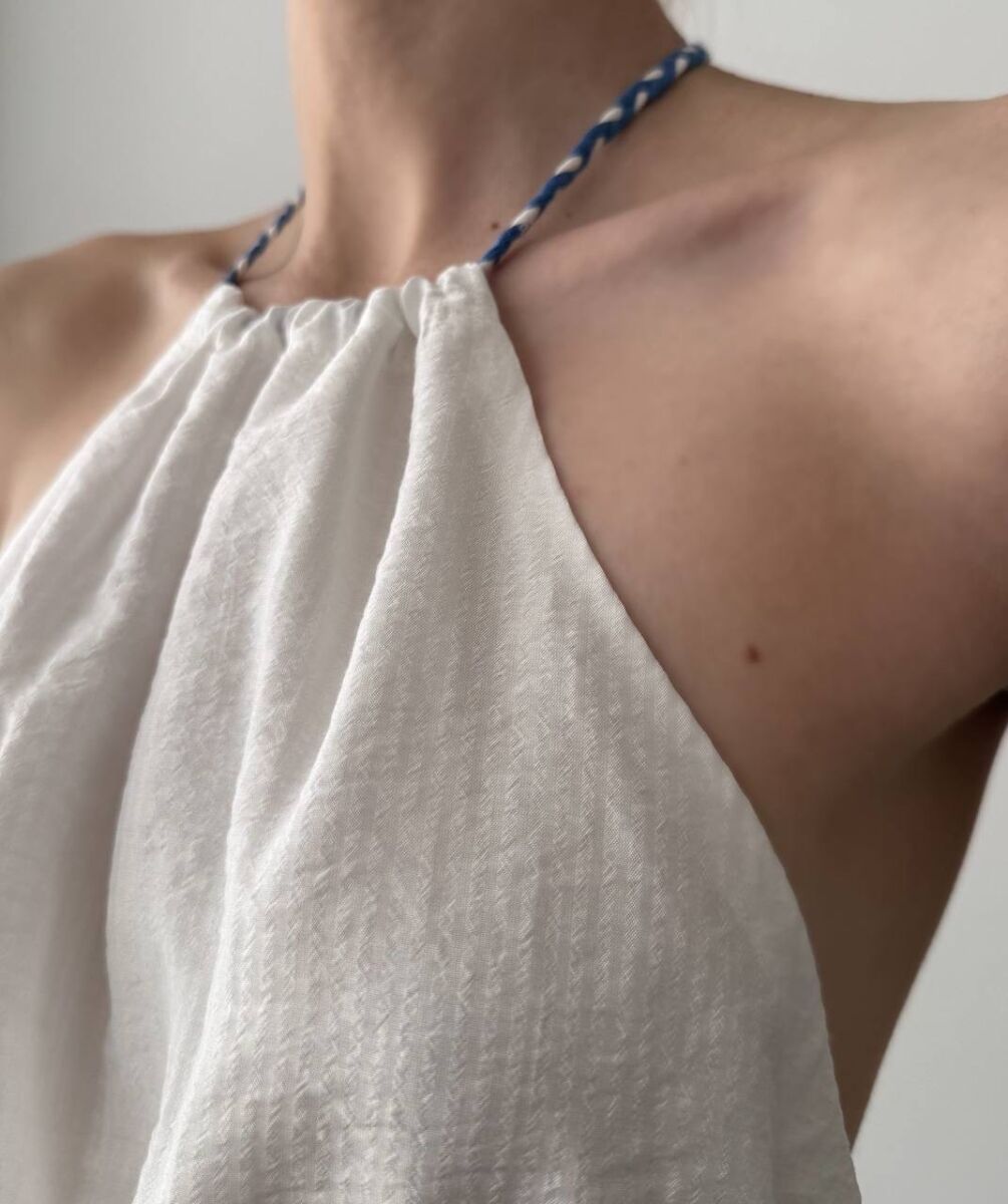 OPEN BACK ONE COLOR LONG WOMEN DRESS WHITE-E BARDHE - 11