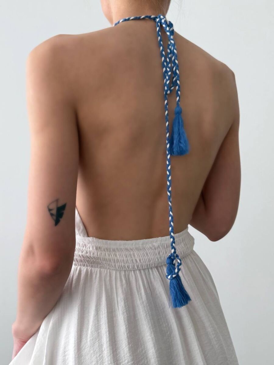 OPEN BACK ONE COLOR LONG WOMEN DRESS WHITE-E BARDHE - 12