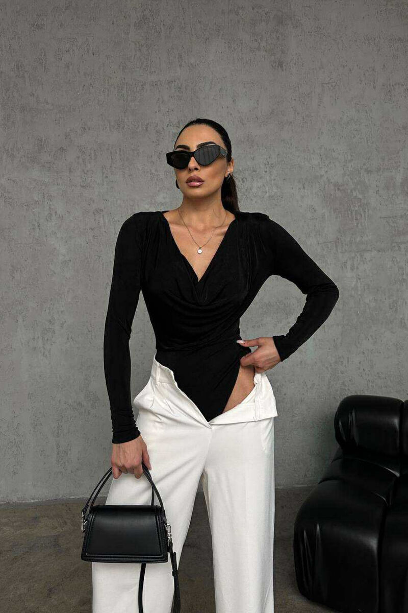 OPEN NECK ONE COLOR ELASTIC WOMEN BODY BLACK/ E ZEZE - 1