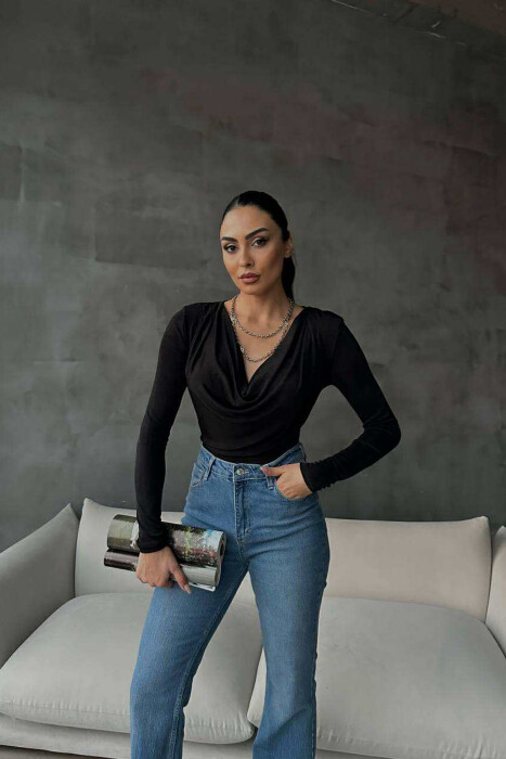 OPEN NECK ONE COLOR ELASTIC WOMEN BODY BLACK/ E ZEZE - 5