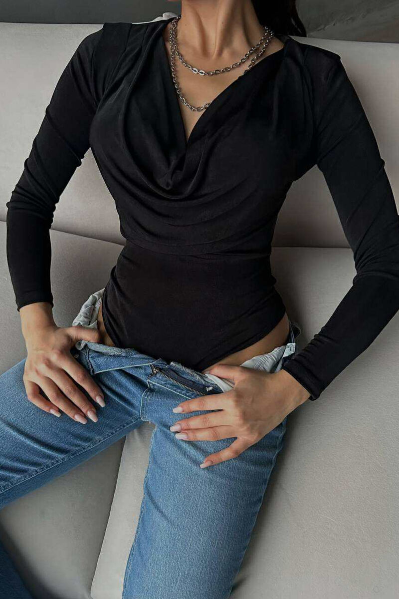 OPEN NECK ONE COLOR ELASTIC WOMEN BODY BLACK/ E ZEZE - 6