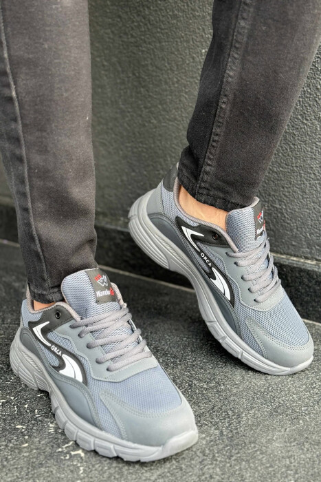 ORCA WRITTING SIMPLE MEN SNEAKERS GREY-WHITE/GRBA - KLAUDIO FASHION