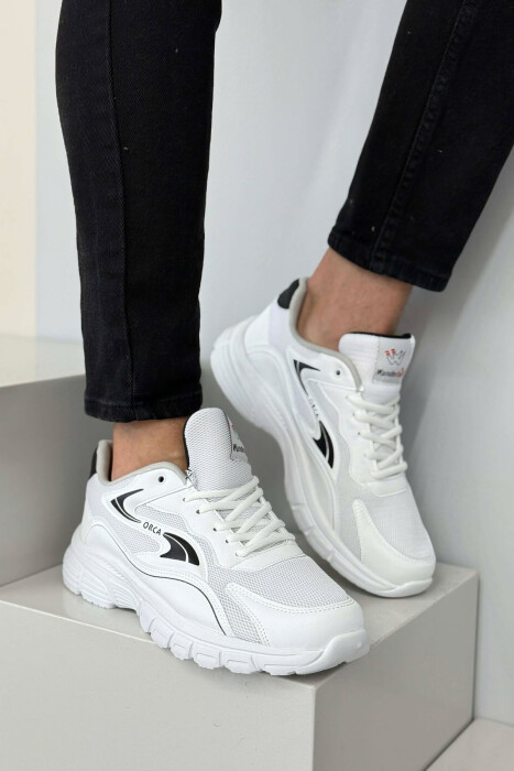 ORCA WRITTING SIMPLE MEN SNEAKERS WHITE-E BARDHE - KLAUDIO FASHION