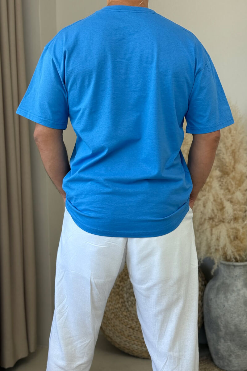ORGANIC DREAMS WRITTING SIMPLE MEN T-SHIRT BLUE/BLU - 3