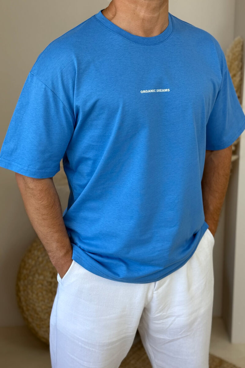 ORGANIC DREAMS WRITTING SIMPLE MEN T-SHIRT BLUE/BLU - 2