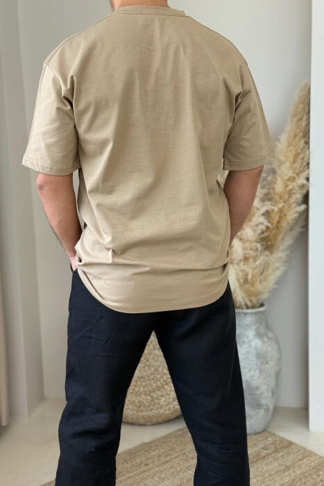 ORGANIC DREAMS WRITTING SIMPLE MEN T-SHIRT LIGHT BROWN/KAZB - 3