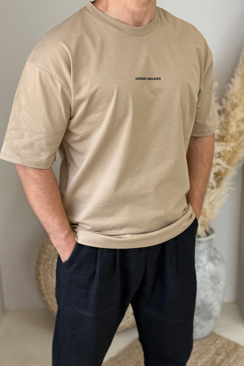 ORGANIC DREAMS WRITTING SIMPLE MEN T-SHIRT LIGHT BROWN/KAZB - 2