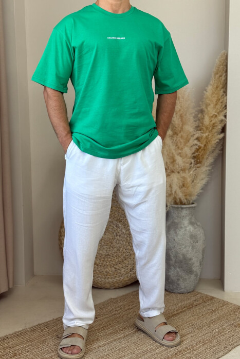 ORGANIC DREAMS WRITTING SIMPLE MEN T-SHIRT LIGHT GREEN/JEZB 