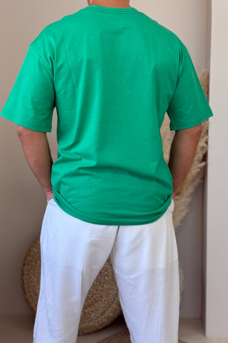 ORGANIC DREAMS WRITTING SIMPLE MEN T-SHIRT LIGHT GREEN/JEZB - 3